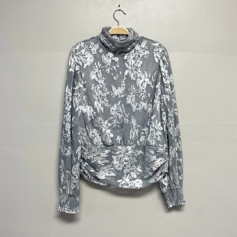 Joie Silver and Gray Textured Turtleneck